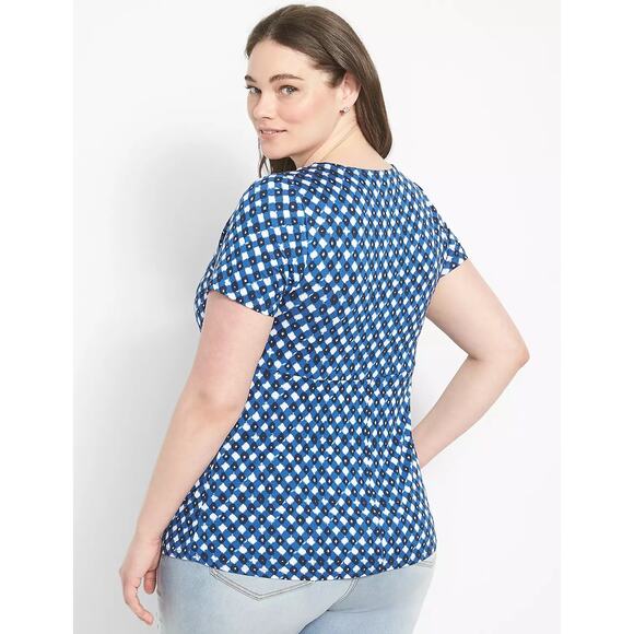 LANE BRYANT Swing Short-Sleeve V-Neck Babydoll Top Sz 22 24 2X - Picture 2 of 7